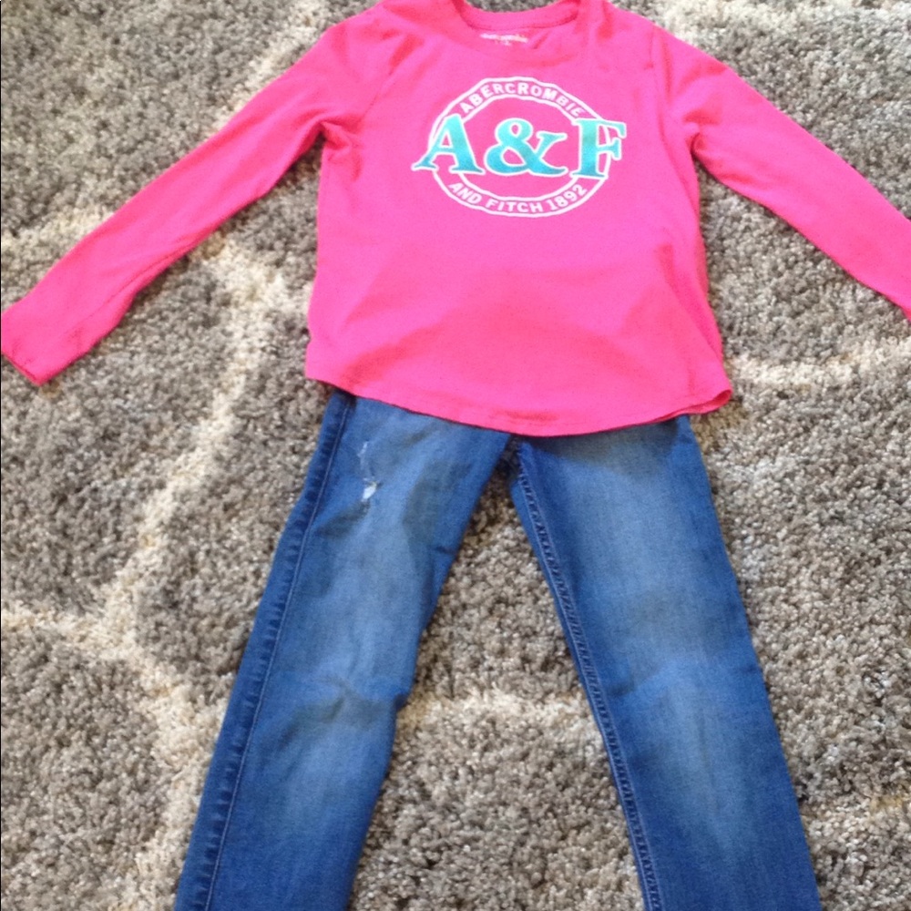 Abercrombie kids outfit pink shirt with jeans